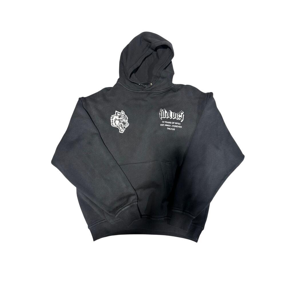 Black Pullover Hoodie Distressed X Graphic Streetwear NWT SMALL